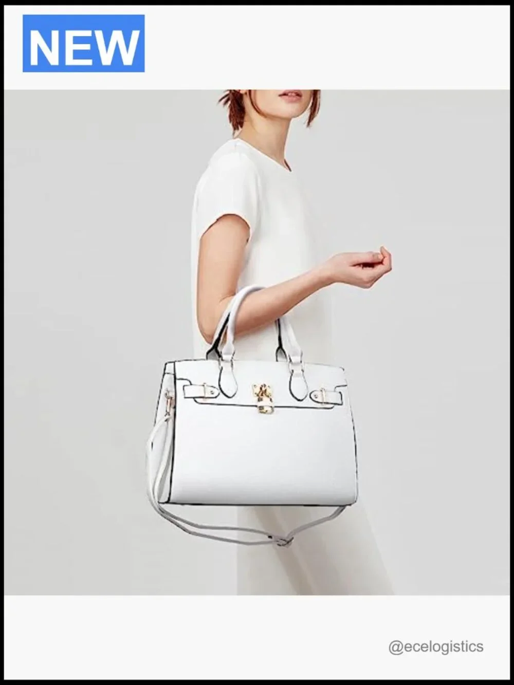 Women's Satchel Tote Set with Matching Clutch & Adjustable Strap